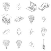 Tornado icons set vector outline