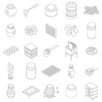 conjunto de iconos de apiario contorno vectorial vector