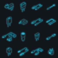 Charger icons set vector neon