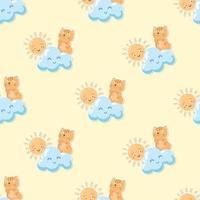 cute meow with weather cartoon seamless pattern vector