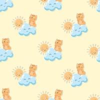 cute meow with weather cartoon seamless pattern vector