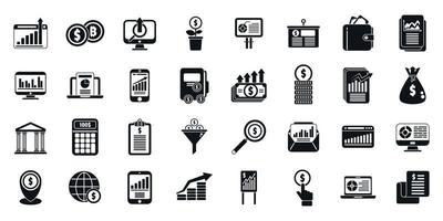 Result money icons set simple vector. Business career vector
