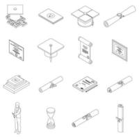 Degree icons set vector outline