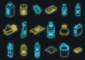 Disinfection icons set vector neon