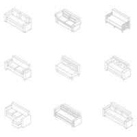 Sofa icon set vector outline