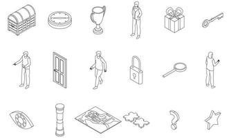 Quest icons set vector outline