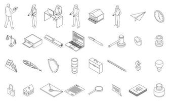 Notary icons set vector outline