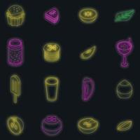 Persimmon icons set vector neon