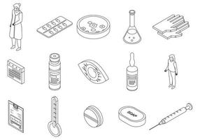 Measles icons set vector outline