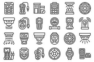 Gas detector icons set outline vector. Meter monitor vector