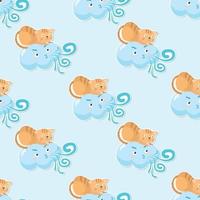 meow with weather cartoon seamless pattern vector