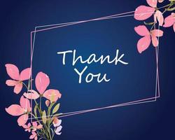 Pink orchid flower with deep blue background thank you card vector
