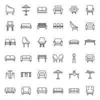 Lounge icons set outline vector. Business sofa vector