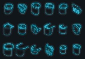 Face shield icons set vector neon