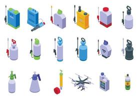 Pesticide sprayer icons set isometric vector. Garden pressure vector