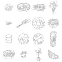 Cabbage icons set vector outline