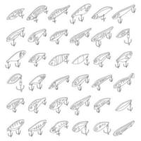 Fish bait icons set vector outline