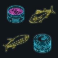 Tuna icons set vector neon