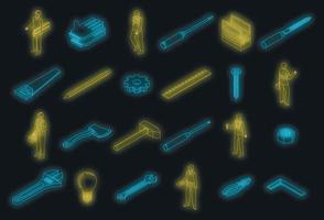 Repairman icons set vector neon