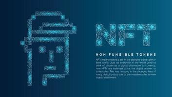 NFT non-fungible tokens wallpaper concept with node connected NFT monkey cartoon vector