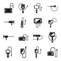 Endoscope icons set simple vector. Digestive gastric vector