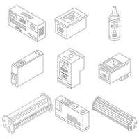 Cartridge icons set vector outline