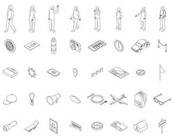 Excursion icons set vector outline