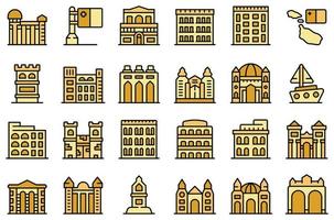 Malta icons set vector flat