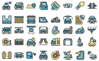 Automated car wash icons set vector flat