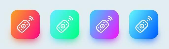 icono de línea remota en colores degradados cuadrados. Ilustración de vector de signos de control inalámbrico