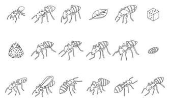 conjunto de iconos de hormiga contorno vectorial vector