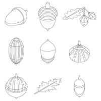 Acorn icons set vector outline