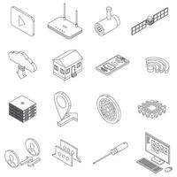 Remote access icons set vector outline