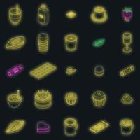 Cocoa icons set vector neon