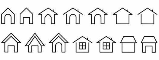 home or house icon set isolated on white background.outline simple home icon vector