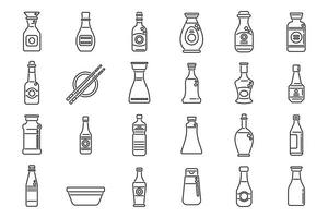 Soy sauce icons set outline vector. Sashimi fried vector