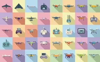 Drone technology icons set flat vector. Vr delivery vector