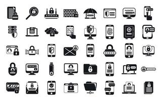 los iconos de protección de contraseña establecen un vector simple. escudo de seguridad