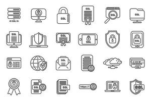 SSL certificate icons set outline vector. Ssl security vector