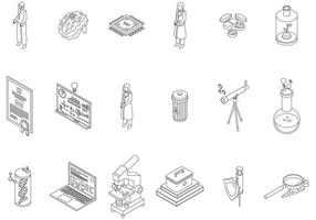 Research scientist icons set vector outline