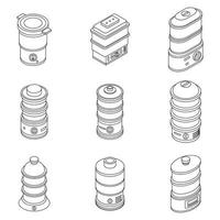 Steamer icons set vector outline