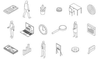 Account manager icons set vector outline