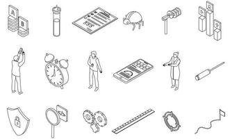 Testing software icons set vector outline