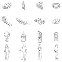 Slimming icons set vector outline