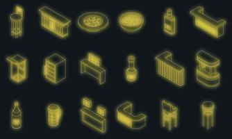 Bar counter icons set vector neon