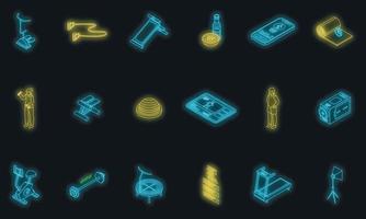 Fitness blog icons set vector neon