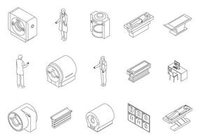 Magnetic resonance imaging icons set vector outline