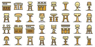 Bar stool icons set vector flat