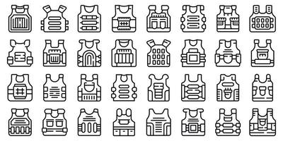 Bulletproof vest icons set outline vector. Armor body vector