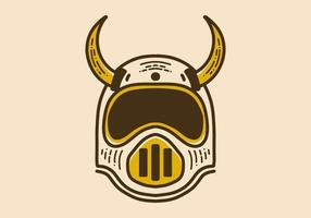 helmet with horns on top retro vintage art vector